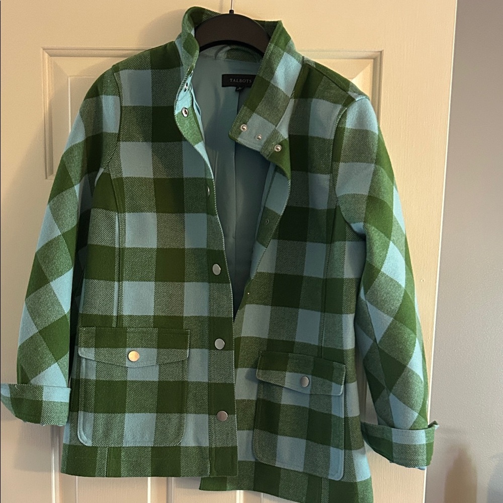 Talbots Green and Blue Plaid Jacket